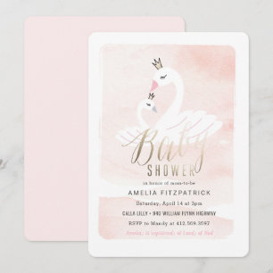 Sweet Swan Baby Shower Einladung mit Folie