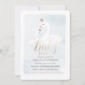 Sweet Swan Baby Shower Einladung mit Folie (Vorderseite)