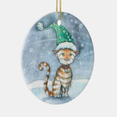 Sweet Tabby Cat in Holiday Hat Ornament (Rechts)