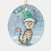 Sweet Tabby Cat in Holiday Hat Ornament (Links)