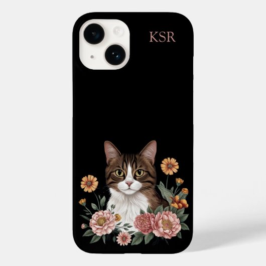Sweet Tabby Cat with Flowers  Case-Mate iPhone Hülle (Rückseite)