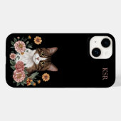 Sweet Tabby Cat with Flowers  Case-Mate iPhone Hülle (Rückseite (Horizontal))