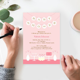Sweet Table Baby Shower Einladung - Pink