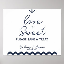 Sweet Table nautical weding sign blau Poster