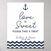 Sweet Table nautical weding sign blau Poster (Vorne)