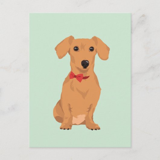 Sweet Tan Dachsund mit Neck Ribbon für Hundefreund Postkarte (Vorderseite)