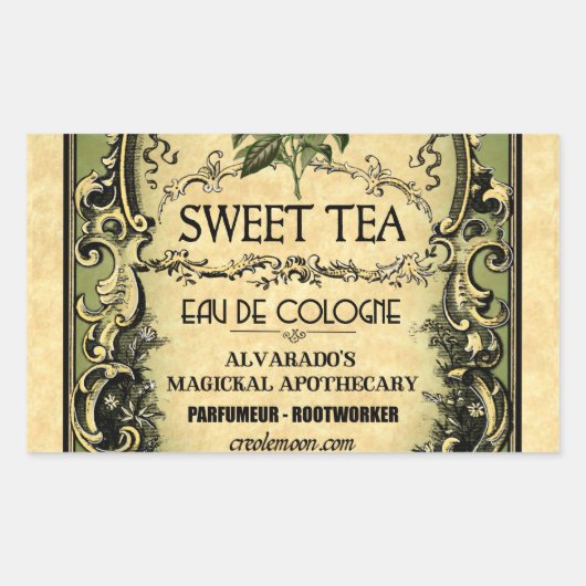 Sweet Tea Eau de Cologne Vintag Label Rechteckiger Aufkleber (Vorderseite)