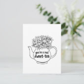 Sweet Tea Line Art Valentine's Day Card Karte (Stehend Vorderseite)