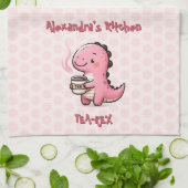 Sweet Tea-Rex Personalisiert Dinosaurier Animal Pu Geschirrtuch (Gefaltet)
