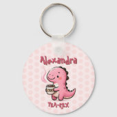 Sweet Tea-Rex Personalisiert Dinosaurier Animal Pu Schlüsselanhänger (Vorderseite)