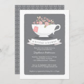 Sweet Teacup Pink Blumendusche Einladung (Vorne/Hinten)