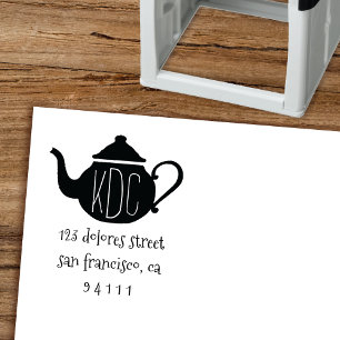 Sweet Teapot Monogram Rücksendeadresse Briefmarke Permastempel