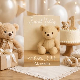 Sweet Teddy 1. Geburtstag wünscht Karte