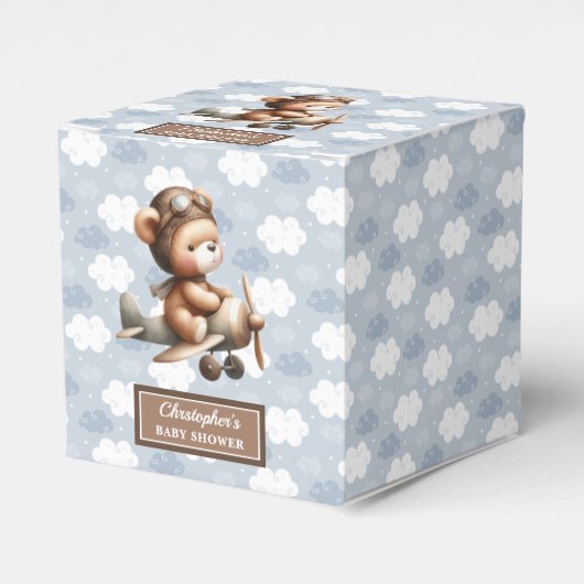 Sweet Teddy Bär Pilot Junge Dusche Gefälligkeitsbo Geschenkschachtel (Vorderseite)