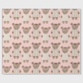 Sweet Teddy, Bären in Kleider, rosa Hintergrund Geschenkpapier (Flach)