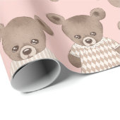 Sweet Teddy, Bären in Kleider, rosa Hintergrund Geschenkpapier (Rolleneckpunkt)