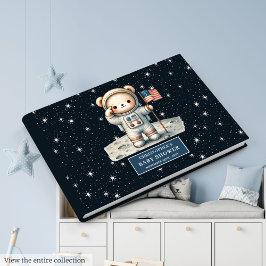 Sweet Teddy Bear Astronaut Boy Baby Dusche Gästebuch