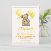 Sweet Teddy Bear Baby Dusche Einladung (Stehend Vorderseite)