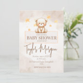 Sweet Teddy Bear Baby Shower Einladung (Stehend Vorderseite)