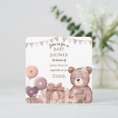 Sweet Teddy Bear Baby Shower Invitation Einladung (Stehend Vorderseite)