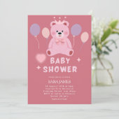 Sweet Teddy Bear Baby Shower Invitation Einladung (Stehend Vorderseite)