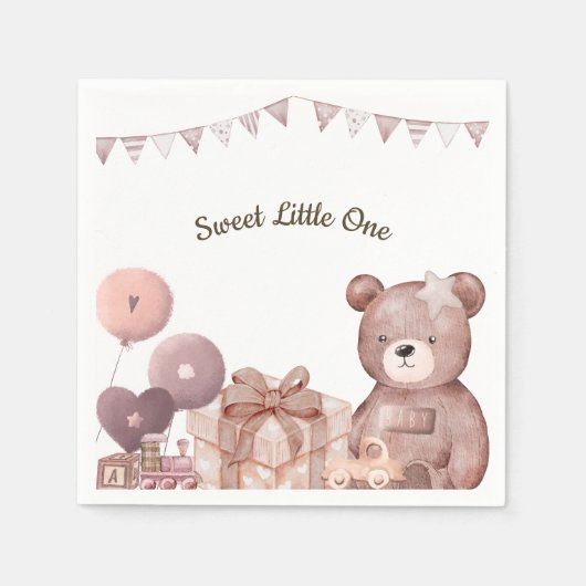 Sweet Teddy Bear Baby Shower Napkin Serviette (Vorderseite)