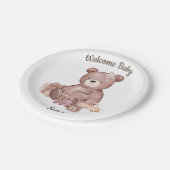 Sweet Teddy Bear Baby Shower Party Plate Pappteller (Schrägansicht)