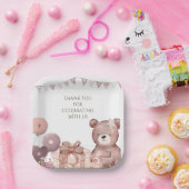 Sweet Teddy Bear Baby Shower Party Plate Pappteller (Party)