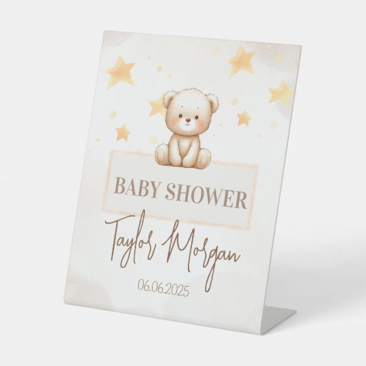 Sweet Teddy Bear Baby Shower Sockelschild (Vorderseite)