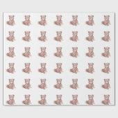 Sweet Teddy Bear Baby Shower Wrapping Paper Geschenkpapier (Flach)