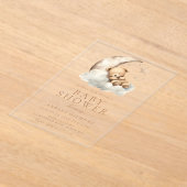Sweet Teddy Bear Beige Neutral Baby Dusche Acryleinladungen (Ablage )