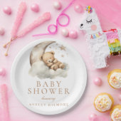 Sweet Teddy Bear Beige Neutral Baby Dusche Pappteller (Party)