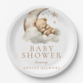 Sweet Teddy Bear Beige Neutral Baby Dusche Pappteller (Vorderseite)