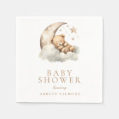 Sweet Teddy Bear Beige Neutral Baby Dusche Serviette (Vorderseite)