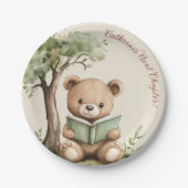 Sweet Teddy Bear Book Lover Baby Shower Party  Pappteller (Vorderseite)