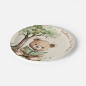 Sweet Teddy Bear Book Lover Baby Shower Party  Pappteller (Schrägansicht)