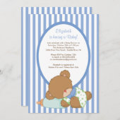 Sweet Teddy Bear Boy Baby Dusche Einladung (Vorne/Hinten)