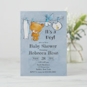 Sweet Teddy Bear Es ist eine Boy Baby Dusche (Stehend Vorderseite)
