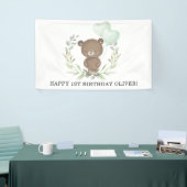 Sweet Teddy Bear Greenery Wreath Happy Birthday Banner (Messeveranstaltung)