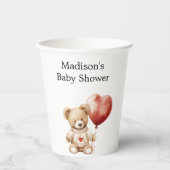 Sweet Teddy Bear Heart Balloon Babydusche Pappbecher (Vorderseite)