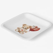 Sweet Teddy Bear Heart Balloon Babydusche Pappteller (Gewinkelt)