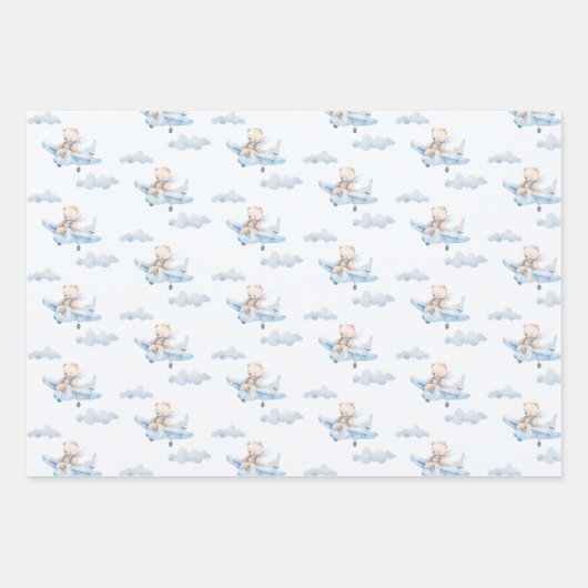 Sweet Teddy Bear im Flugzeug Geschenkpapier Set (Vorderseite 3)