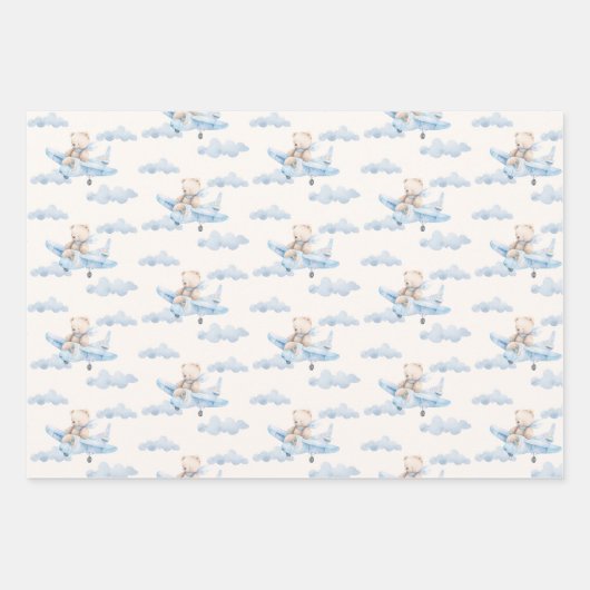 Sweet Teddy Bear im Flugzeug Geschenkpapier Set (Vorderseite 2)