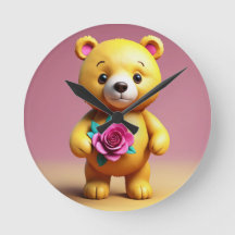 Sweet Teddy Bear mit Rosen Wall Clock