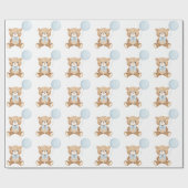 Sweet Teddy Bear mit Soft Pastel Blue Ballon Geschenkpapier (Flach)