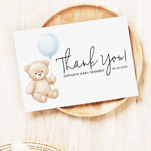 Sweet Teddy Bear Moderne Script Baby Dusche Dankeskarte