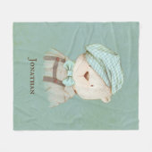 Sweet Teddy Bear Name Personalisiert Fleecedecke (Vorderseite (Horizontal))