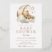 Sweet Teddy Bear Neutral Baby Dusche Rose Gold Folieneinladung (Vorderseite)