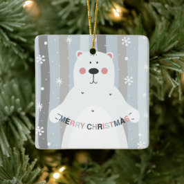 Sweet Teddy Bear Schnee Merry Baby First Christmas Keramikornament