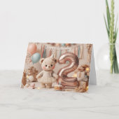 Sweet Teddy Bear Second Birthday Party Karte (Vorderseite)